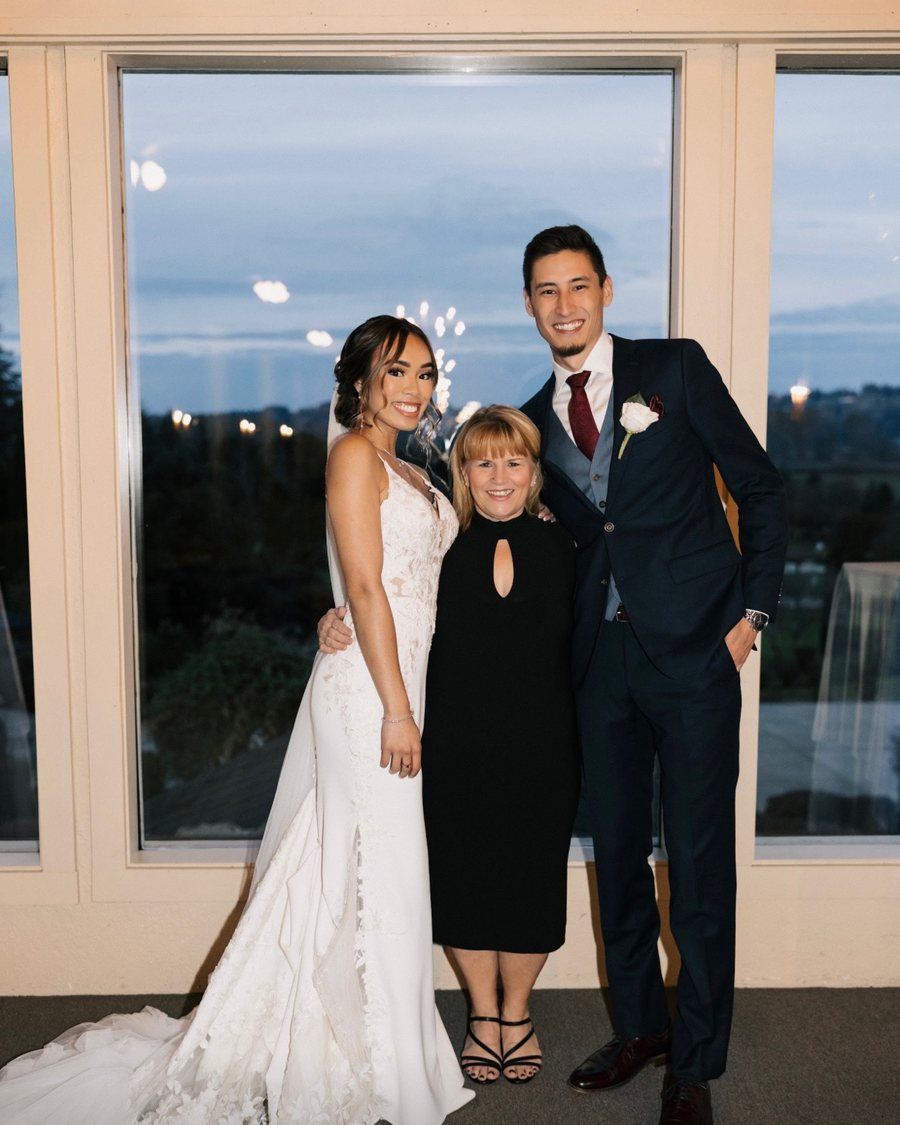 Rhonda with Riley and Chellyn on their wedding day